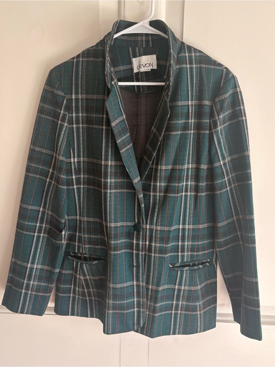 Devon Jackets & Blazers - Vintage Devon Green Tartan Plaid Blazer Jacket Women's Single Button